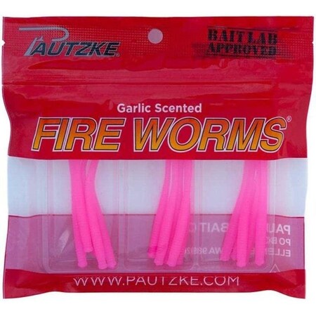 Pautzke Fire Worms, Pink 15 Count, 2  Inches FWORM/PNK